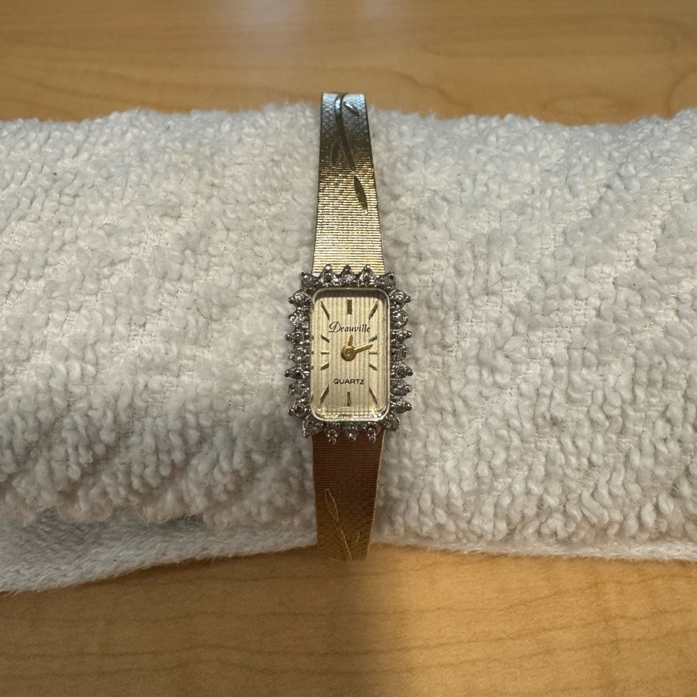 Deauville Gold-Tone Crystal Accent Women's Bracelet Watch